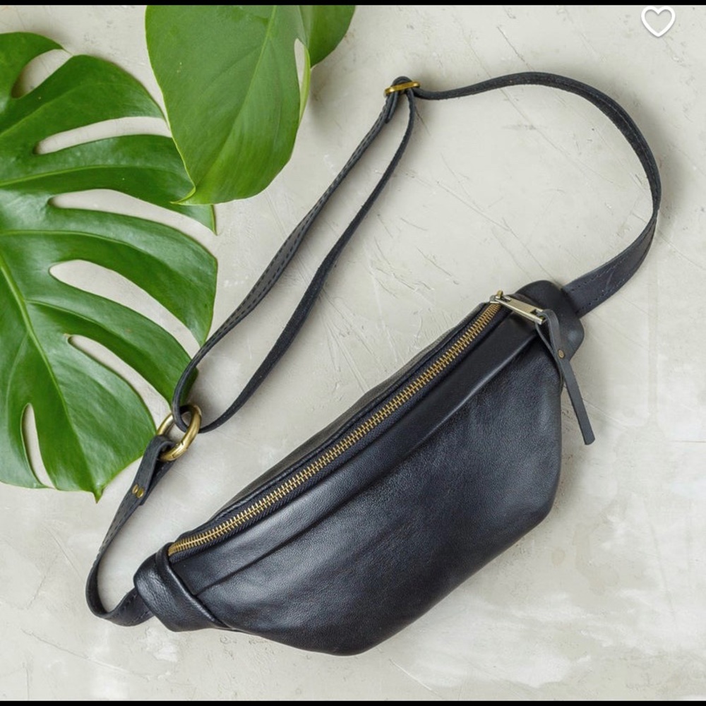 Black leather fanny bag/ belt bag . brand new.